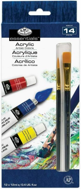 Royal & Langnickel Royal & Langnickel 12 x 12ml Acrylic Paint Set with 2 Brushes ACR12-3T