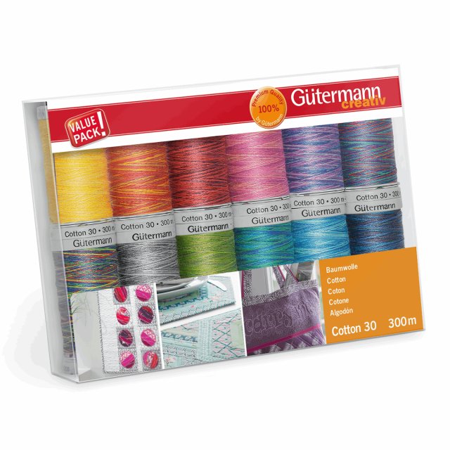 Gutermann Gutermann Creativ Sewing Thread Set Cotton Variegated No.30 12 x 300m 734023/2
