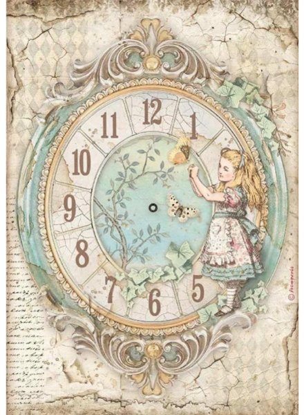 Stamperia Stamperia A4 Rice Paper Packed - Alice Clock  – 5 for £9.99 DFSA4602