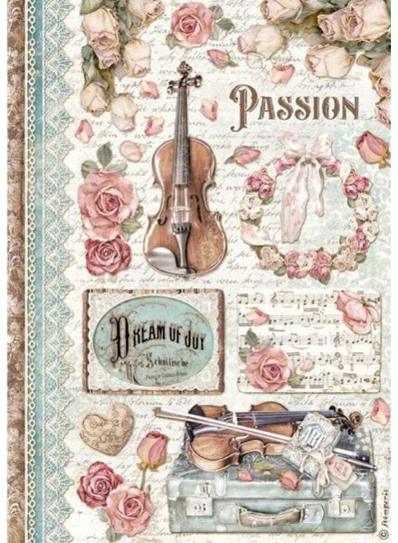 Stamperia Stamperia A4 Rice Paper Packed - Passion Music – 5 for £9.99 DFSA4621