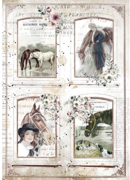 Stamperia Stamperia A4 Rice Paper Packed - Romantic Horses 4 Frames – 5 for £9.99 DFSA4581