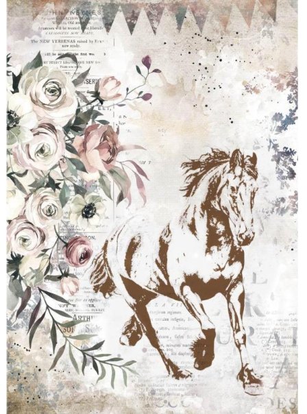 Stamperia Stamperia A4 Rice Paper Packed - Romantic Horses Running Horse – 5 for £9.99 DFSA4579