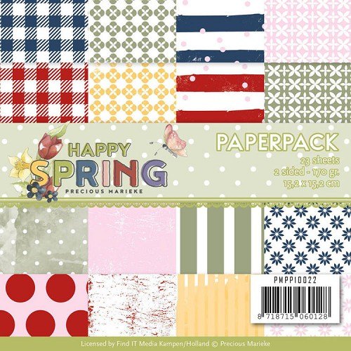 Precious Marieke Precious Marieke - Happy Spring 15.2 x 15.2 cm 23 Sheet Double Sided Paper Pack