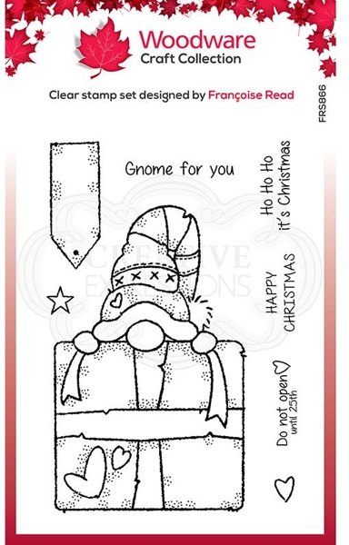 Woodware Woodware Clear Singles Gnome Gift 4 in x 6 in Stamp FRS866