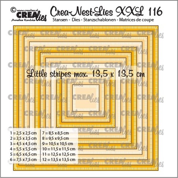Crealies Crea-Nest-Lies XXL Dies No. 116, Squares With Little Stripes CLNestXXL116