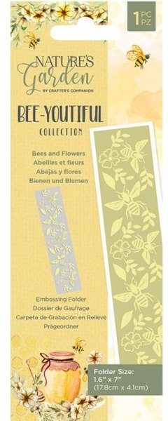Crafter's Companion Nature's Garden Bee Youtiful Collection - Embossing Border Folder - Bees and Flowers