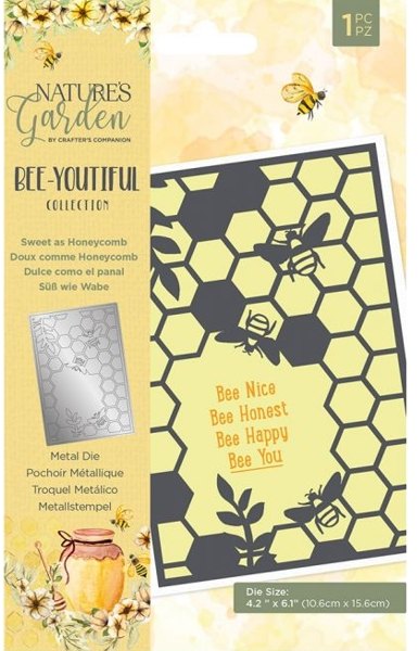 Crafter's Companion Nature's Garden Bee Youtiful Collection - Metal Die - Sweet as Honeycomb