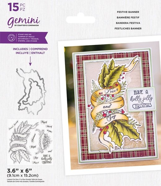 Crafter's Companion Gemini Floral Spray Stamp & Die - Festive Banner