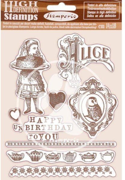 Stamperia Stamperia Natural Rubber Stamp 14x18 cm - Happy Birthday Alice WTKCC203