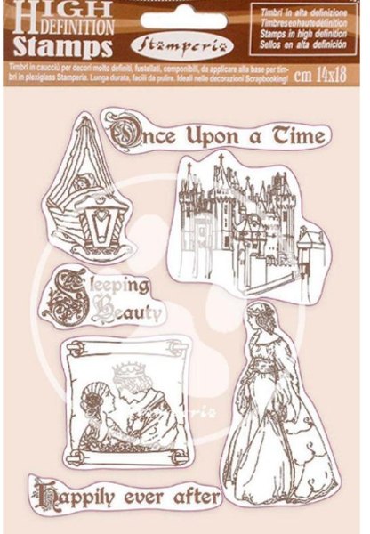Stamperia Stamperia Natural Rubber Stamp 14x18 cm - Sleeping Beauty Once Upon a Time WTKCC201