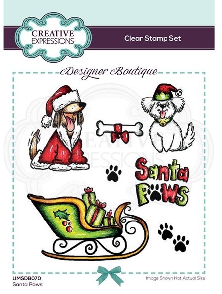 Stamperia Creative Expressions Designer Boutique Collection Santa Paws A6 Clear Stamp Set