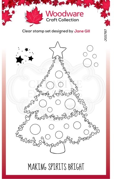 Woodware Woodware Clear Singles Festive Fuzzies - Christmas Tree 4 in x 6 in Stamp