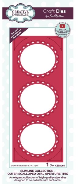 Creative Expressions Creative Expressions Sue Wilson Slimline Outer Scalloped Oval Aperture Trio Craft Die