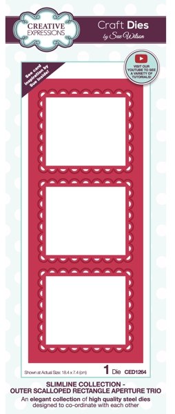 Creative Expressions Creative Expressions Sue Wilson Slimline Outer Scalloped Rectangle Aperture Trio Craft Die