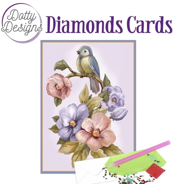 Find It Media Dotty Designs Diamond Cards - Bird & Flower