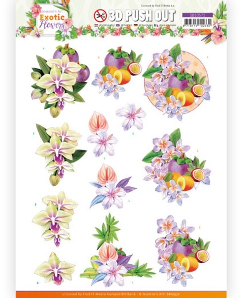 Jeanine's Art Jeanine's Art - Exotic Flowers - Set Of 4 3D Push Outs
