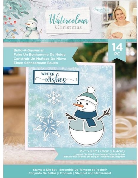 Crafter's Companion Sara Signature Watercolour Christmas Stamp & Die Set - Build-A-Snowman