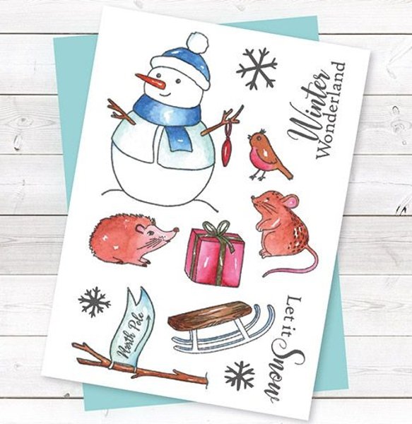 Crafter's Companion Sara Signature Watercolour Christmas Acrylic Stamp Set - Winter Wonderland