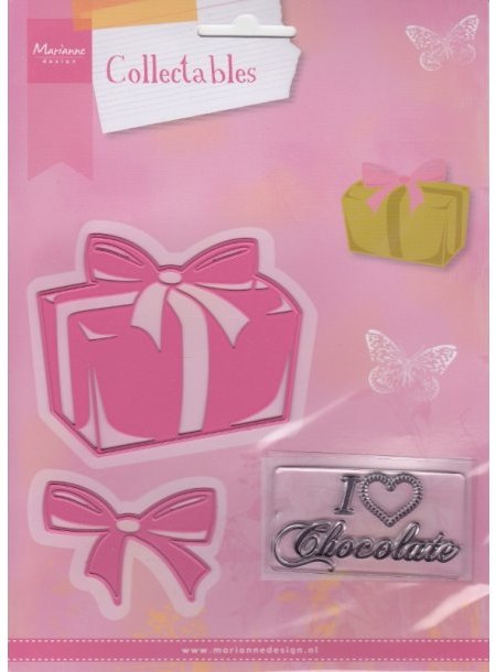 Marianne Design Collectables Cutting Dies & Clear Stamps - Chocolate Box & Bow COL1367