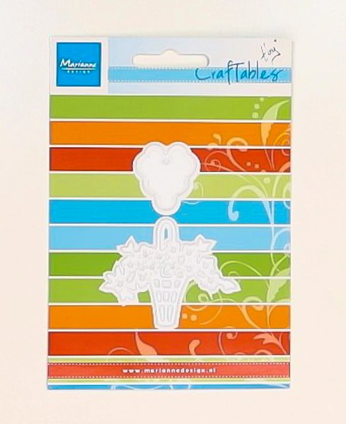 Marianne Design Craftables Cutting Dies & Clear Stamps - Flower Basket & Tag CR1209