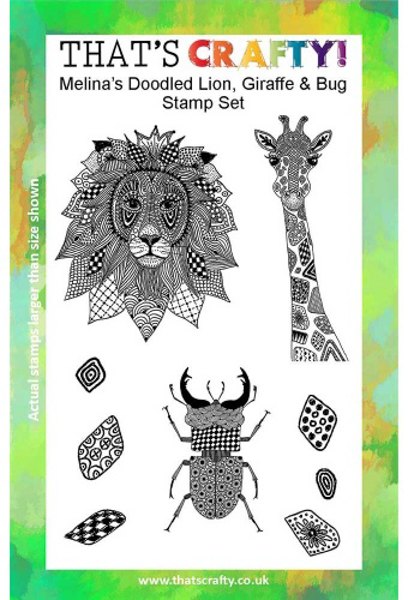 That's Crafty! Clear Stamp Set - Melina's Doodled Lion, Giraffe & Bug TC002
