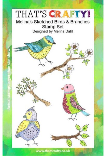 That's Crafty! Clear Stamp Set - Melina's Sketched Birds & Branches TC004