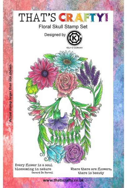That's Crafty! A5 Clear Stamp Set - Floral Skull TC012