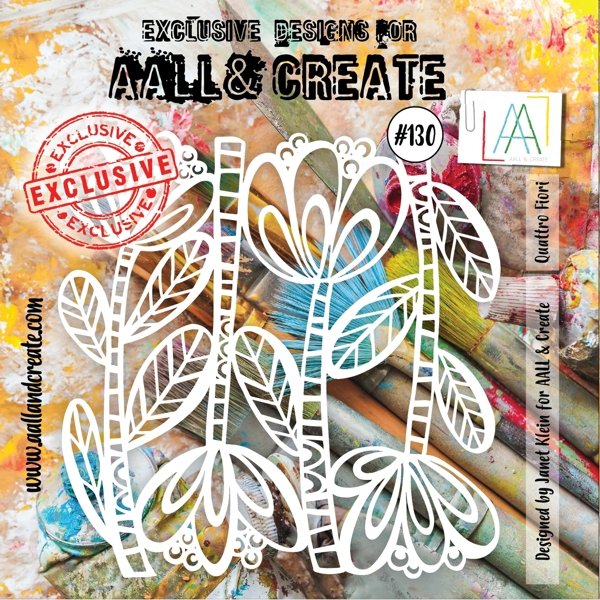 Aall & Create Aall & Create 6'x6' Stencil #130 - Quattro Fiori