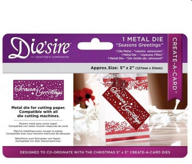 Crafter's Companion Die'sire Christmas 5x2 Create-a-Card Seasons Greetings Die