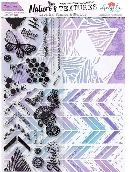 Creative Expressions Angela Poole Natures Textures Chevron Layering Stamps & Stencil Set
