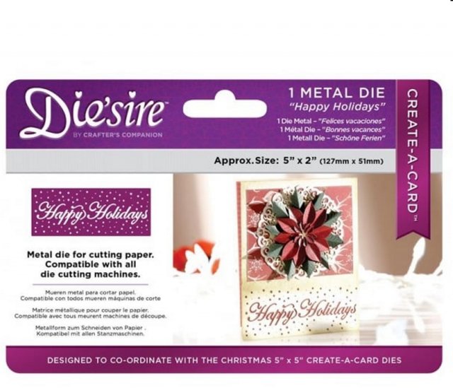 Crafter's Companion Die'sire Christmas 5x2 Create-a-Card Happy Holidays Die