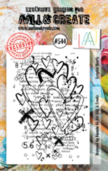 Aall & Create A7 Stamp #544 - Scripted Hearts