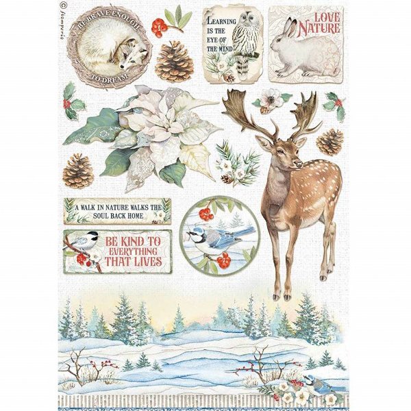 Stamperia Stamperia A4 Rice paper packed Winter Tales Poinsettia DFSA4585 – 5 for £9.99
