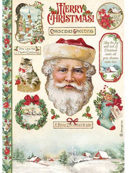 Stamperia Stamperia A4 Rice paper packed Classic Christmas Santa Claus DFSA4593 – 5 for £9.99