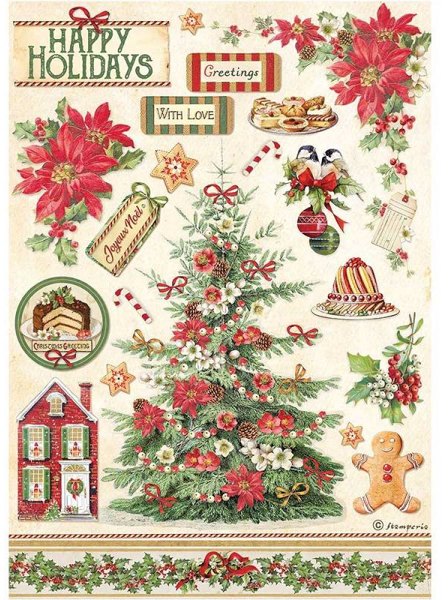 Stamperia Stamperia A4 Rice paper packed Classic Christmas tree DFSA4594 – 5 for £9.99