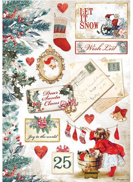 Stamperia Stamperia A4 Rice paper packed Romantic Christmas Let it snow cards DFSA4614 – 5 for £9.99