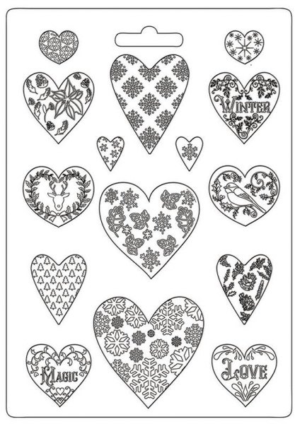 Stamperia Soft Mould A4 size Christmas Patchwork hearts