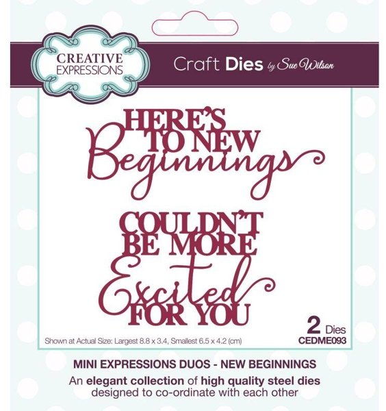 Creative Expressions Creative Expressions Sue Wilson Mini Expressions Duos New Beginnings Craft Die