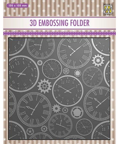 Nellie Snellen Nellie's Choice 3D Emb. folder - Time EF3D031 150x150mm