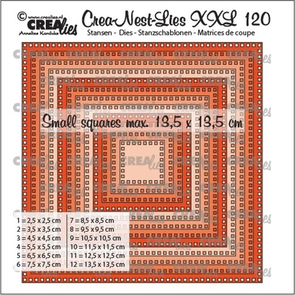 Crealies Crealies Crea-nest-dies XXL Squares with square holes CLNestXXL120