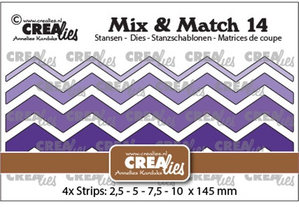 Crealies Crealies Mix & Match no. 14 Zigzag strips smooth CLMix14