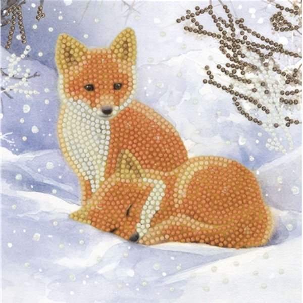 Craft Buddy Craft Buddy “Snowy Fox Cubs” 18x18cm Crystal Art Card Kit CCK-XM96