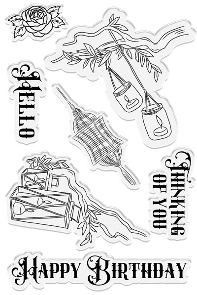Crafter's Companion Belle Countryside - Clear Acrylic Stamp Set - Lumieres & Lanterns