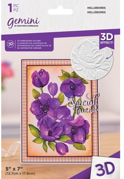 Crafter's Companion Gemini - 5 x 7 3D Embossing Folder - Hellebores