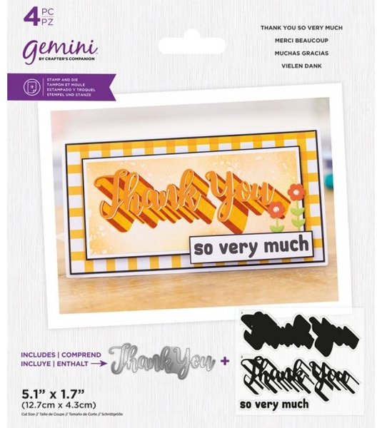 Crafter's Companion Gemini – Shadow Stamp & Die – Thank You so very much