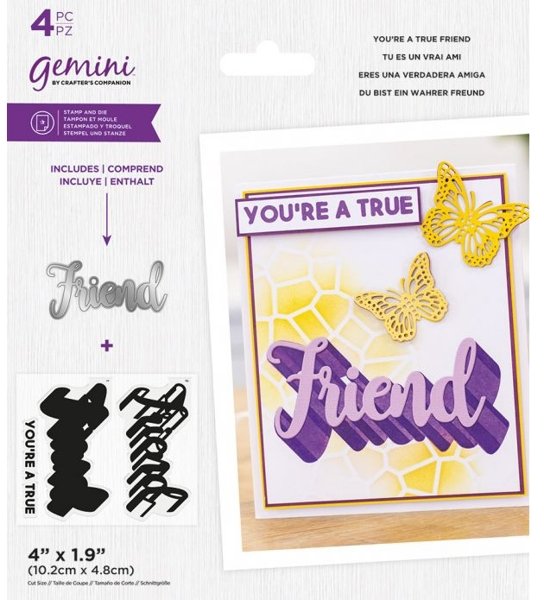 Crafter's Companion Gemini – Shadow Stamp & Die – You're a true Friend