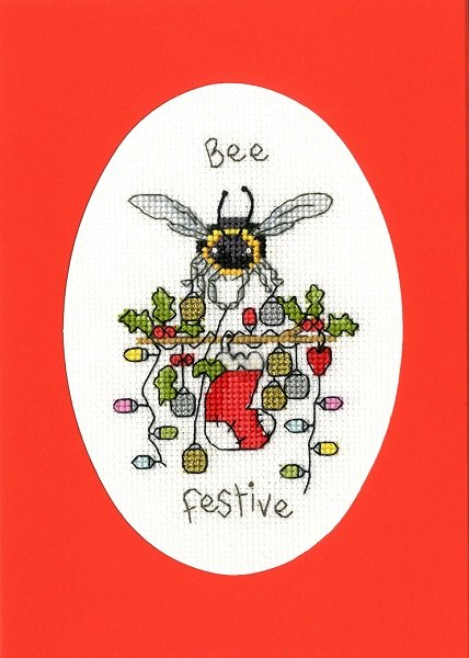Bothy Threads Bothy Threads Bee Festive Christmas Card Counted Cross Stitch Card Kit XMAS46
