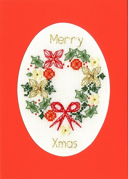 Bothy Threads Bothy Threads Christmas Wreath Christmas Card Counted Cross Stitch Card Kit XMAS44
