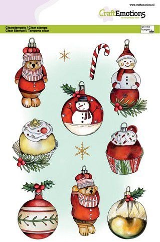 Craft Emotions Craft Emotions Christmas Balls Snowman Bear A5 Stamp