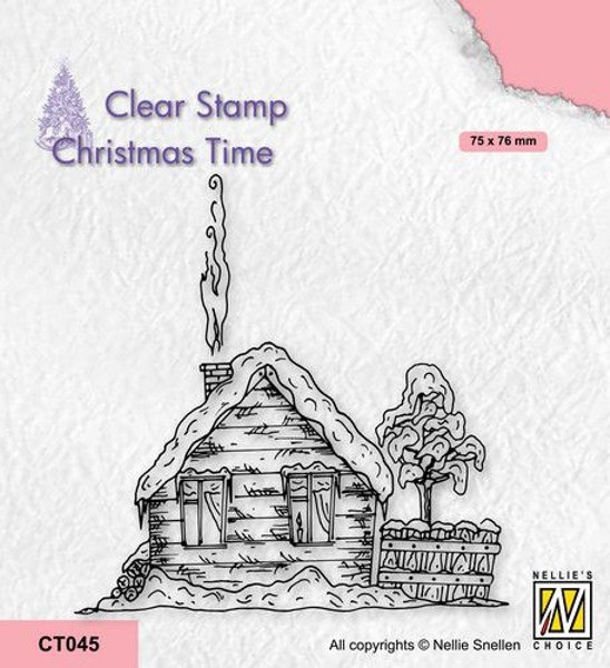 Nellie Snellen Nellie's Choice Christmas Time Snowy Cottage 2 Stamp CT045